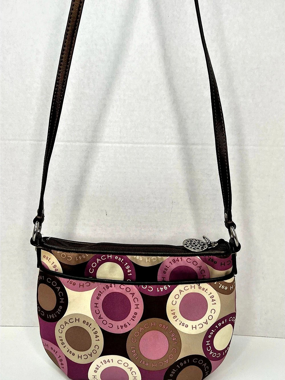 Coach Poppy Pop C Signature Swingpack Crossbody Bag Brown & Pink